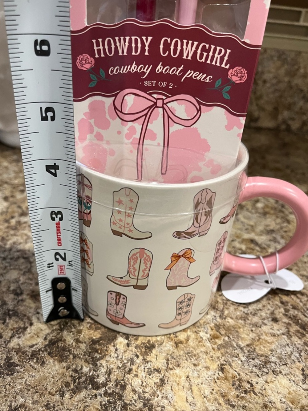 Howdy Cowgirl Cowboy Boot Pens Gift Set with Matching Boot Mug - Pink - Picture 9 of 11